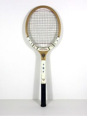 Vintage Wooden Tennis Racket with atomic stars for Designer Decorating Wood